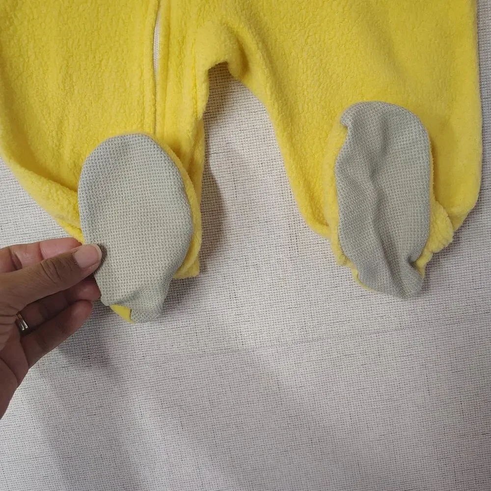 Vintage Carters Baby Yellow Duck Fleece Footed Sleeper 6-12M Rubber Duck